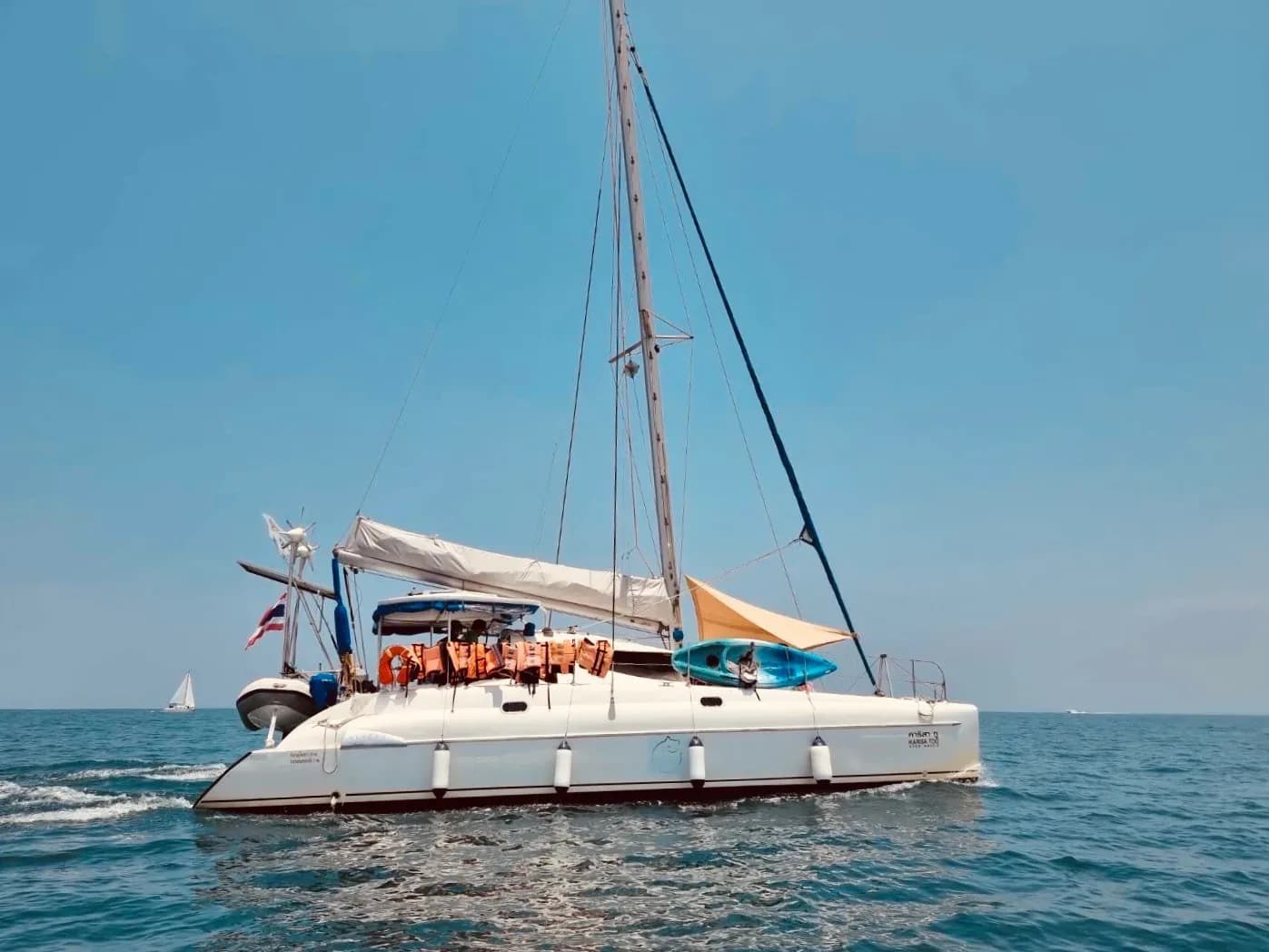 Karisa, 38 ft sailing catamaran departing Ocean Marina
