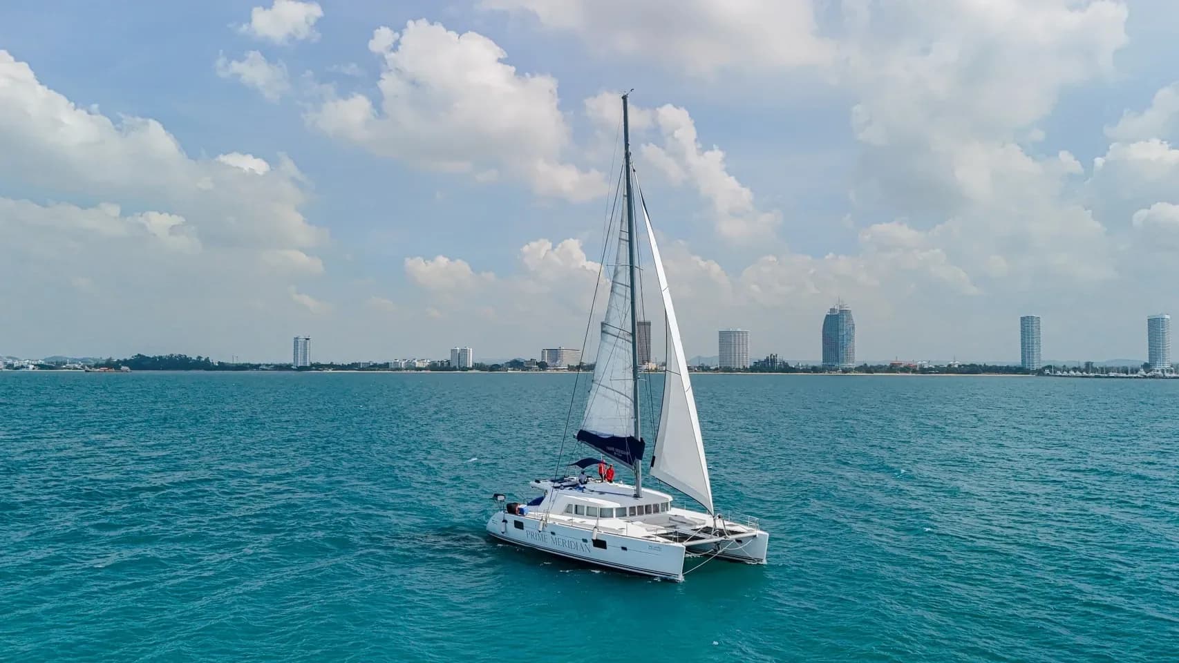 Prime Meridian, 50 ft sailing catamaran for charter in Pattaya